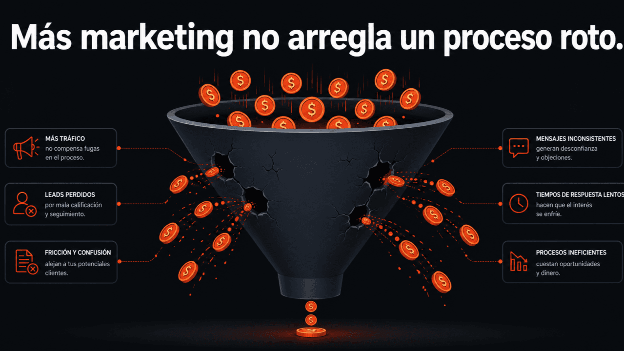Un embudo comercial roto pierde parte de la inversión en marketing